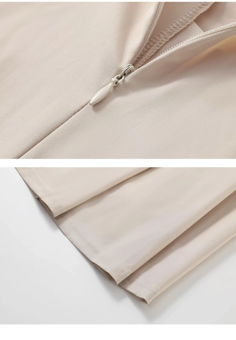 Aprikosenfarbener High-Waist A-Linien-Midirock für Damen, Sommer 2026, dünner, unregelmäßiger, hüftbedeckender Schirmrock, modischer Pack-Hip-Stil – Detail 3