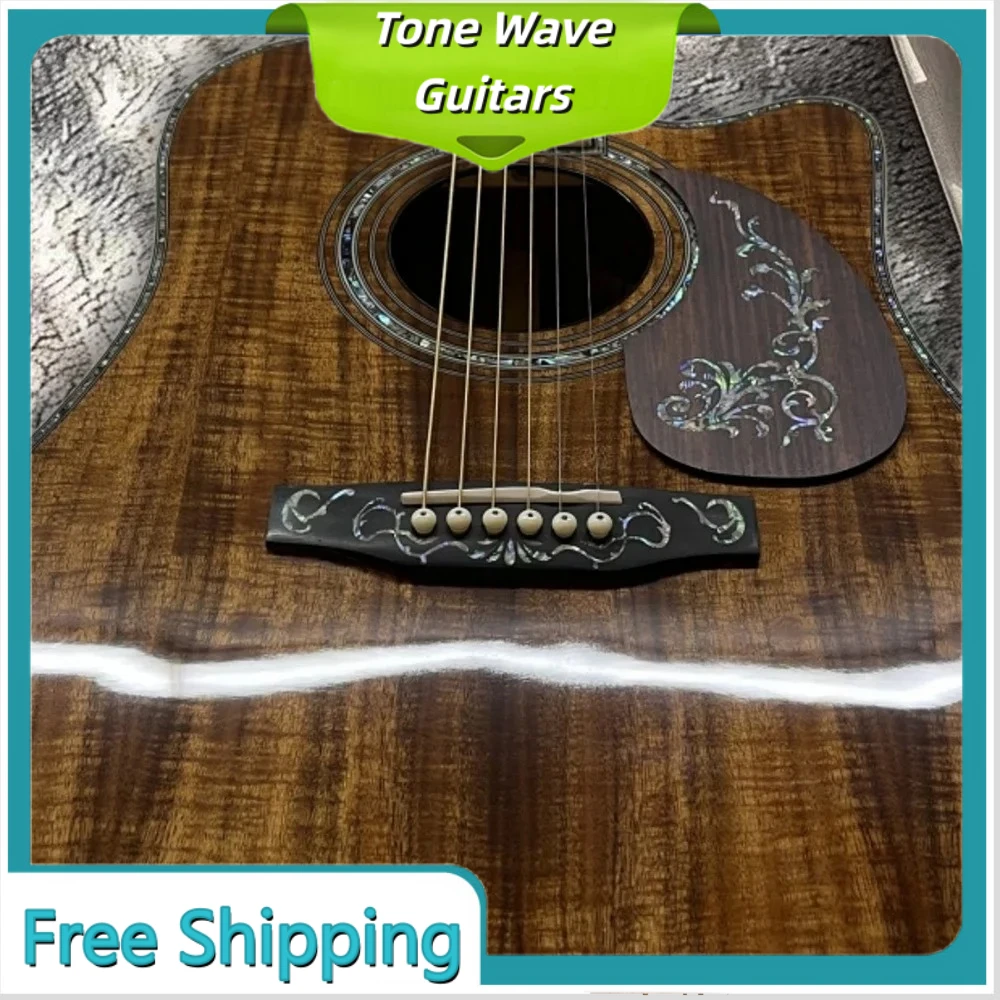 

D45 Solid Top Acoustic Guitar 41 Inch Koa Body Ebony High End pattern Professional Specially Customized Version Gift Beginner