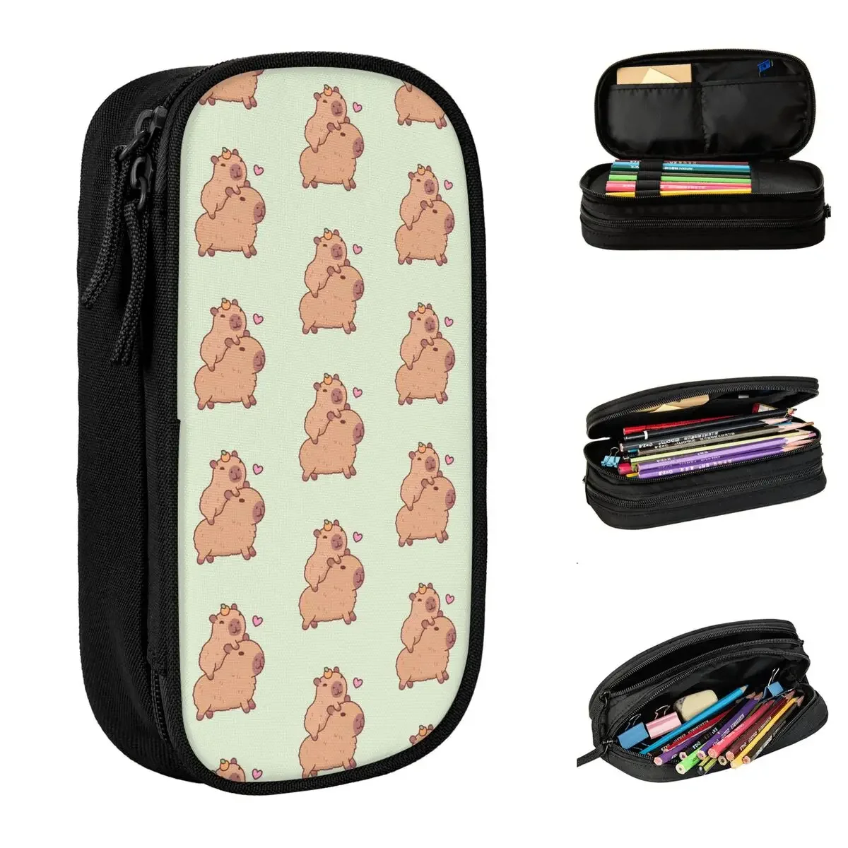 New Cute Capybara Hitching A Ride Pencil Case Pencil Pouch Pen Holder Student Big Capacity Bag Office Cosmetic Stationery