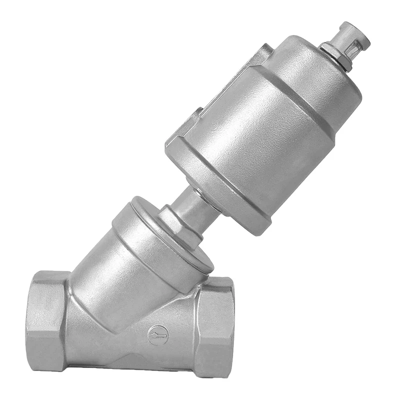 DN50 Stainless Steel Pneumatic Actuator Angle Seat Valve Pneumatic Seat Valve 16bar For Steam Gas Oil Normally Closed