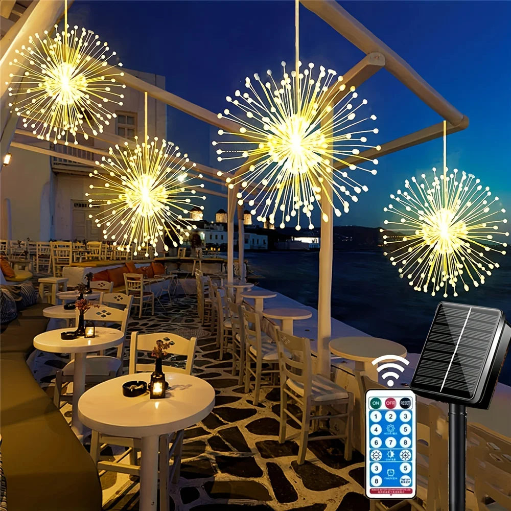 Suspended Solar Firework Light 360/480 Led Star Burst Light Outdoor Waterproof 8Mode Eave Garden Tree Christmas Decorative Light