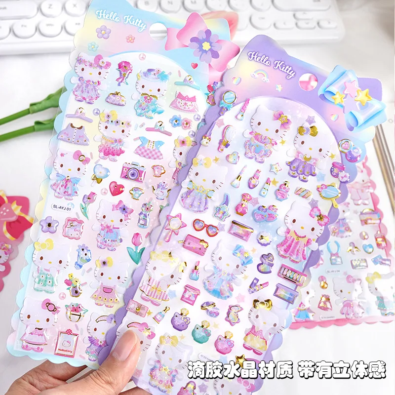 Imagem -04 - Sanrio Kitty Cinnamoroll Adesivos Gato Kawaii Scrapbooking Diário Faça Você Mesmo Adesivo 3d Decorativo Etiqueta Album Stick 20 Pcs por Lote