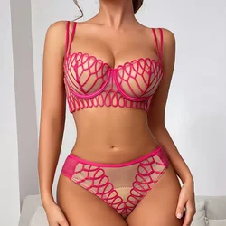 Sexy Bras Set Push Up Underwear for Women Mesh transparent Ultra-ThinThick Lingerie Set Convertible Straps Brassiere