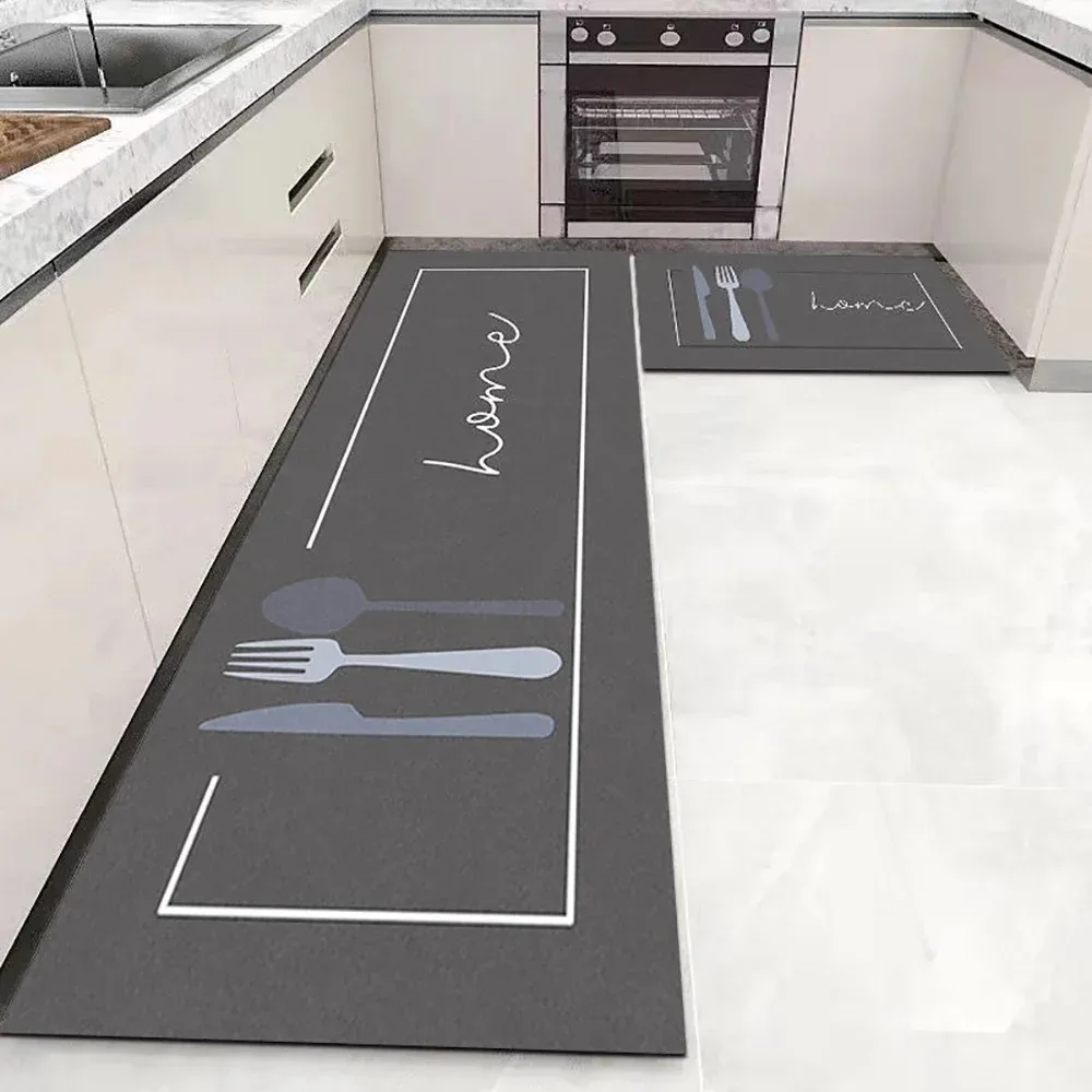 

Kitchen Floor Mat Non-slip Rug Oil-proof Waterproof PVC Leather Washable Mats Home Decoration Long Strip Carpet Runner Rugs 러그