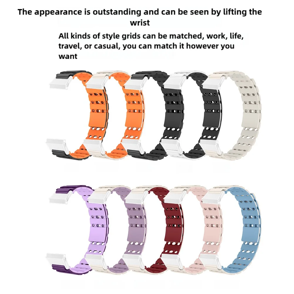 Magnetic Watch Strap For Huawei Band 7 Air Hole Soft Silicone Quick Release Breathable Replacement Wristband Sport Smartwatch