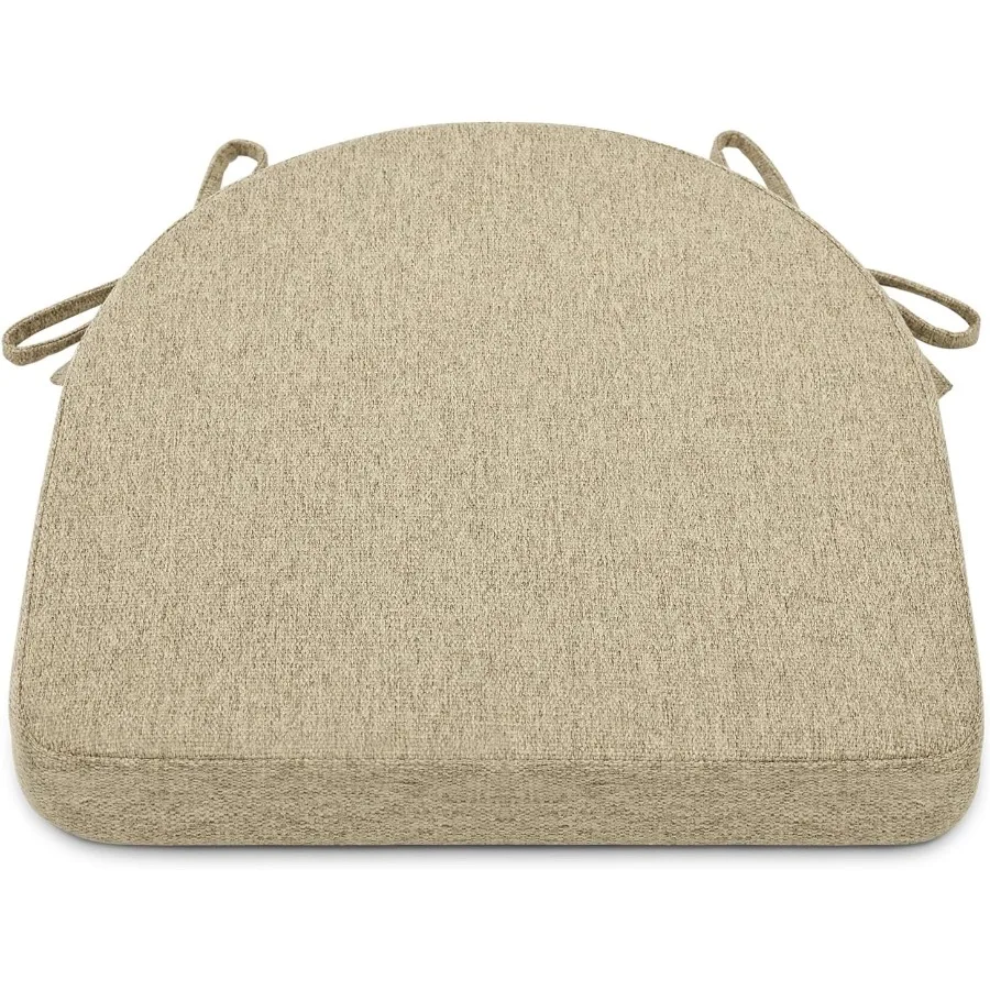 

Подушки для обеденных стульев Нескользящие подушки для кухонных стульев с завязками и чехлом для машинной стирки 17 x 16,5 x 2 дюйма из натурального льна