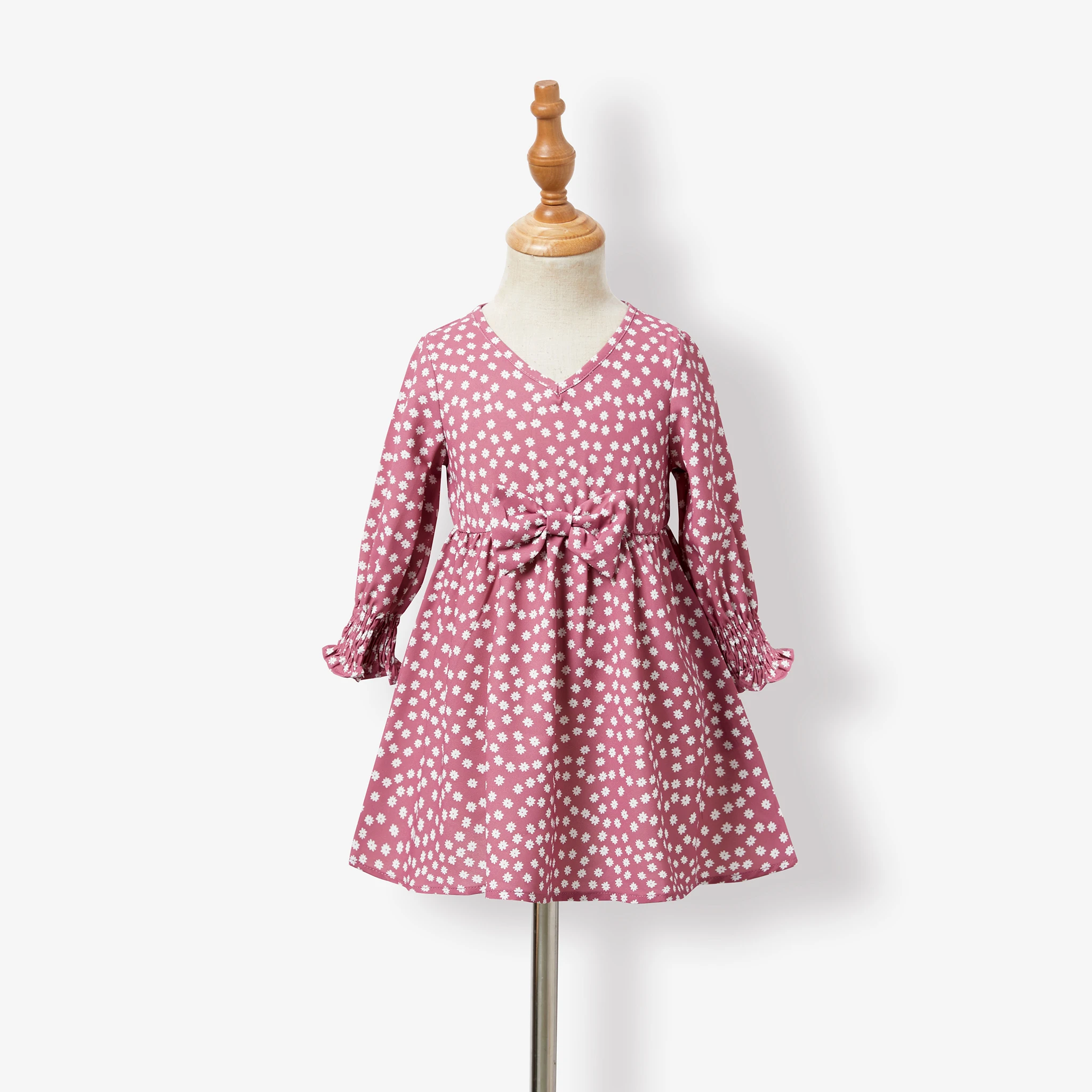 PatPat Mommy and Me Polka Dots All-over Print V-neck Long Sleeve Dresses