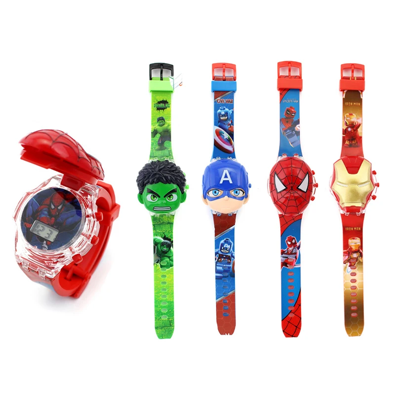 Luminous Cartoon Children\'s Watches Boys Colorful Flash Light with Music Super Hero Kids Watch Party Gift Wristwatch Clock