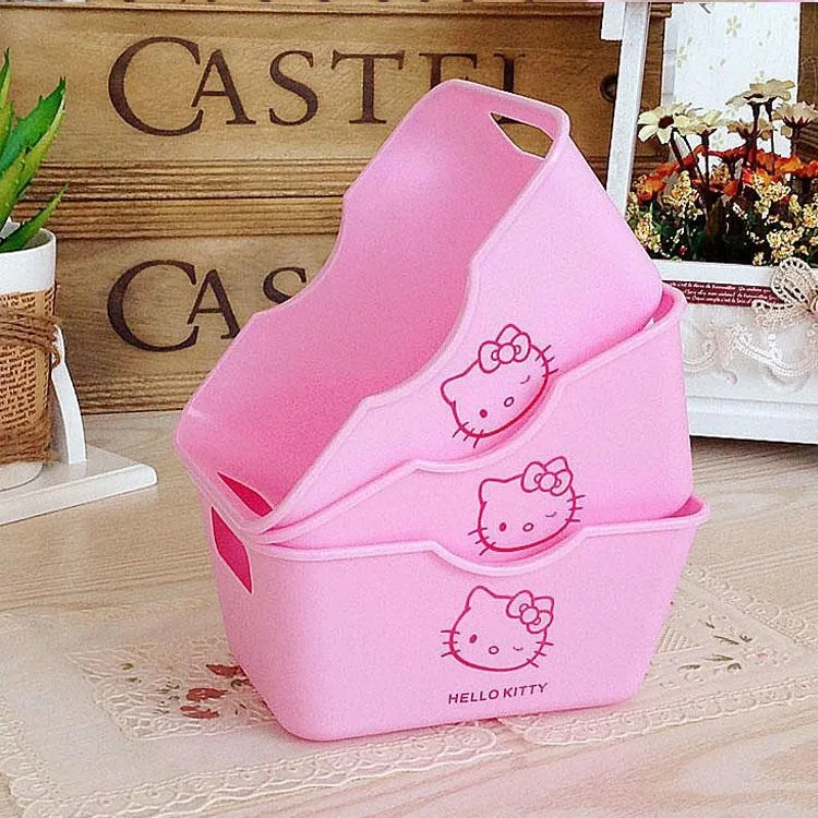 

Kawaii Sanrio Hello Kitty Storage Box Cartoon Kt Cat Flip Cover Cotton Swabs Cotton Pads Stationery Jewellery Organisation Gifts