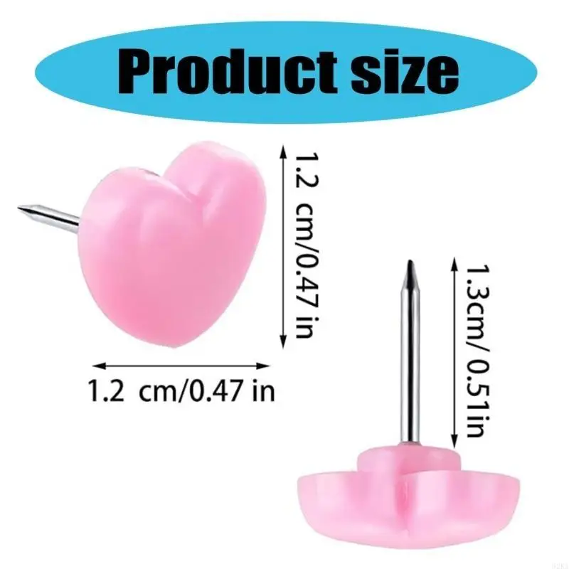 62ka 100 pcs decorative pushpins หัวใจดันพินโปสเตอร์พินแผนที่พินเครื่องใช้ในสำนักงาน