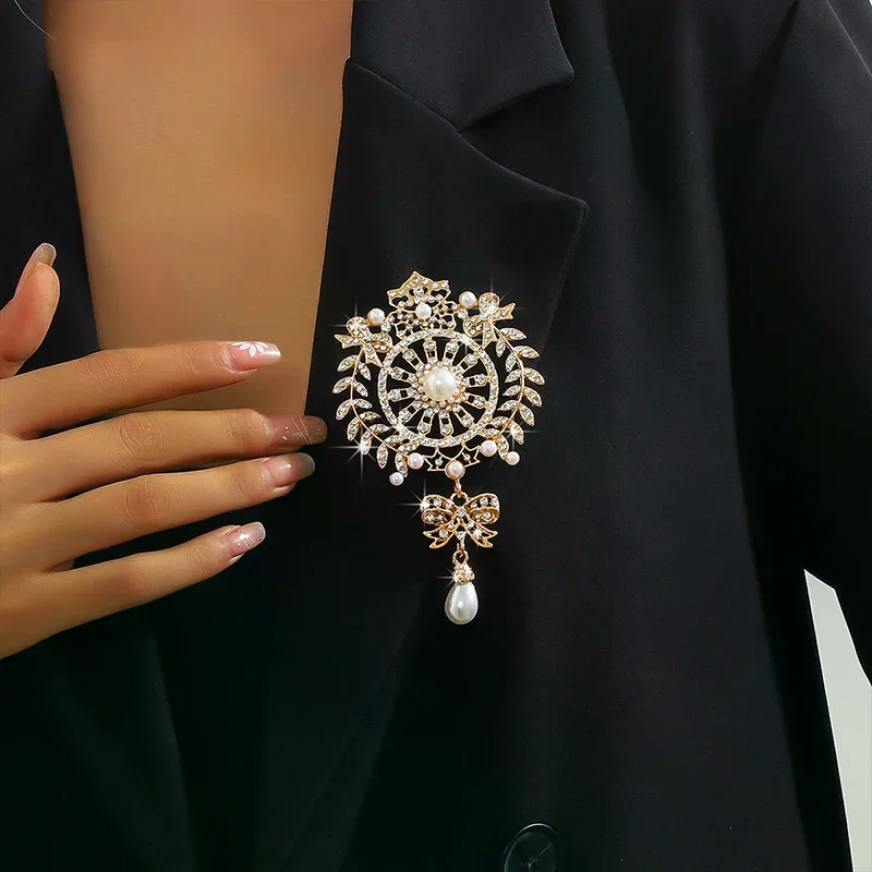 Large Bridal Brooch Teardrop Flower Pin Wedding Party Dress Banquet Statement Jewelry Accessory