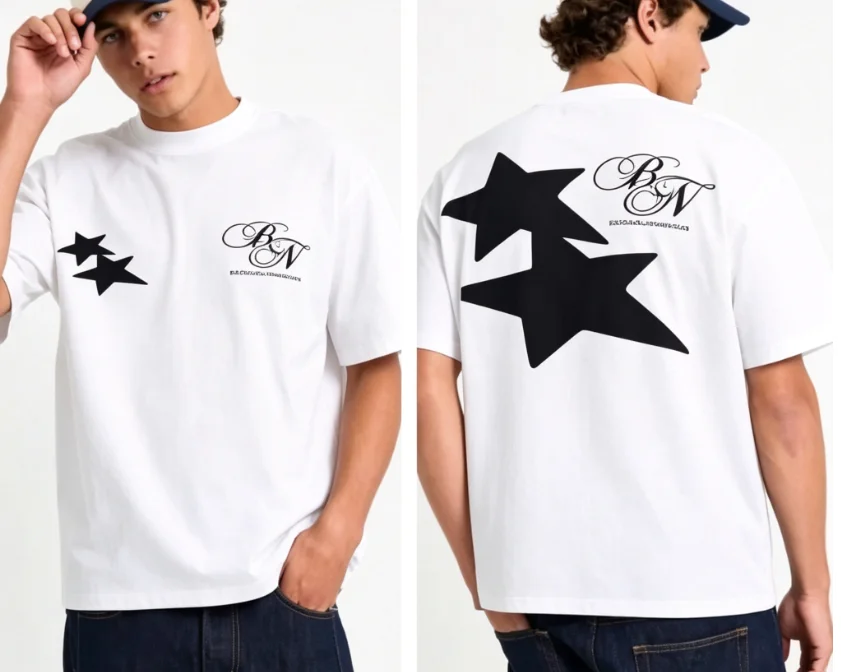 2026 Round-neck T-shirt with handwritten lettering print pattern suitable for both men and women, made of cotton, short-sleeved