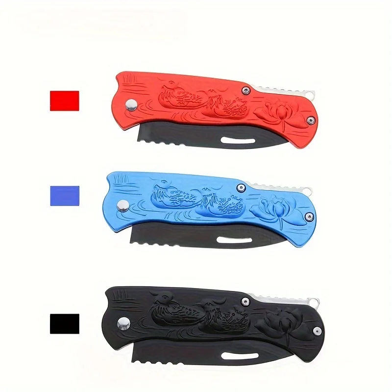 Outdoor Colored Mandarin Duck Aluminum Handle Folding Knife Portable and Unpacking Outdoor Self Defense Knife