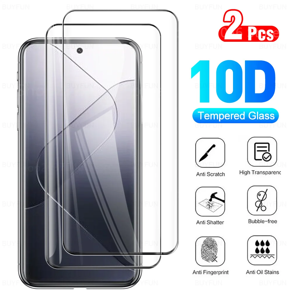 2pcs full screen tempered film suitable For Xiaomi 14 pro 5G xiomi14 pro full screen black 3D tempered glass protective film