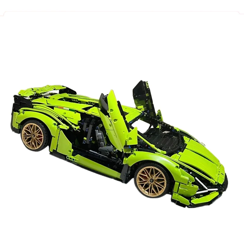 3696 Stuks Technische Groene Super Auto Model Bouwstenen Desktop Decoratie Montage Speelgoed Volwassen Verjaardagscadeautjes Compatibel 42115 - afbeelding 2