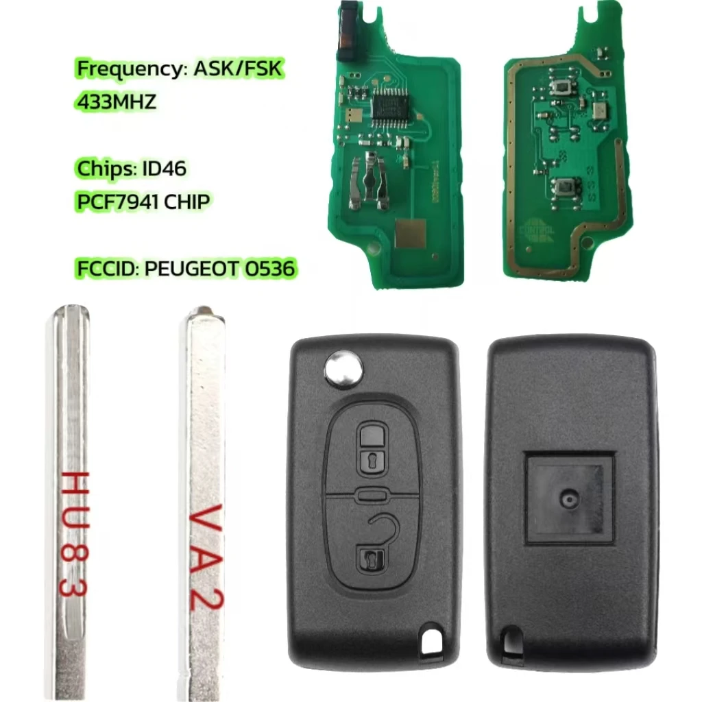 JINGXIN For Citroen car key 207 307 308 407 607 807 For Citroen C2 C3 C4 C5 C6 Xsara Berlingo Flip Remote Car Key HU83 VA2 0536