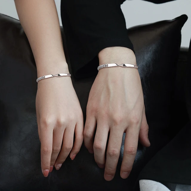 Sterling Silver Color Mobius Charm Bracelets for Lovers Couple Hand Chain Link Original Fashion Jewelry S116 AliExpress