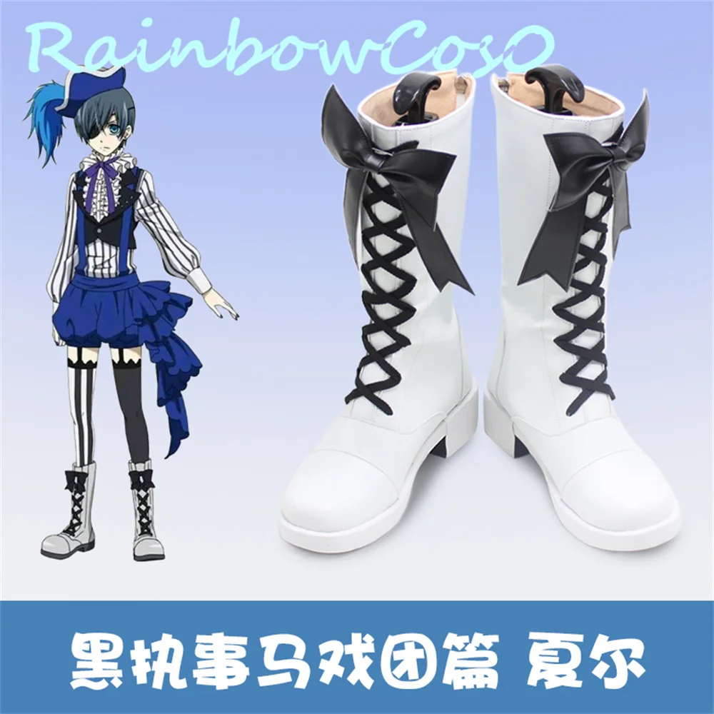 Black Butler Book of Circus Ciel Phantomhive Cosplay Shoes Boots Game Anime Halloween Christmas RainbowCos0 W2790