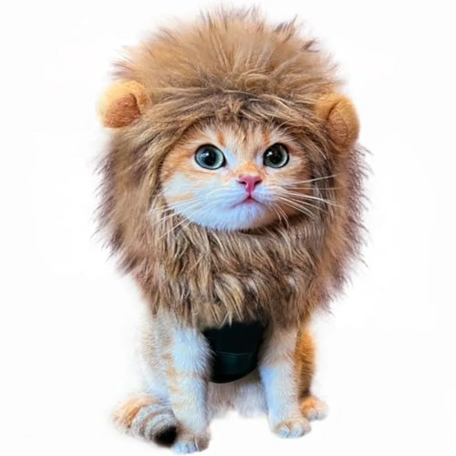

Lion Mane Wig for Cat Costume Pet Adjustable Washable Comfortable Fancy Lion Hair Cat Clothes Dress for Halloween Christmas Eas