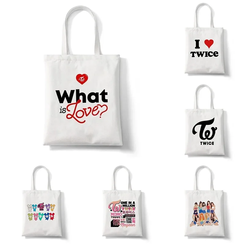 

Twice Y2K Esthetics Women's Canvas Shoulder Bag Fashion Eco-Friendly Foldable Shopping Bag Large Capacity Ladies Handbag