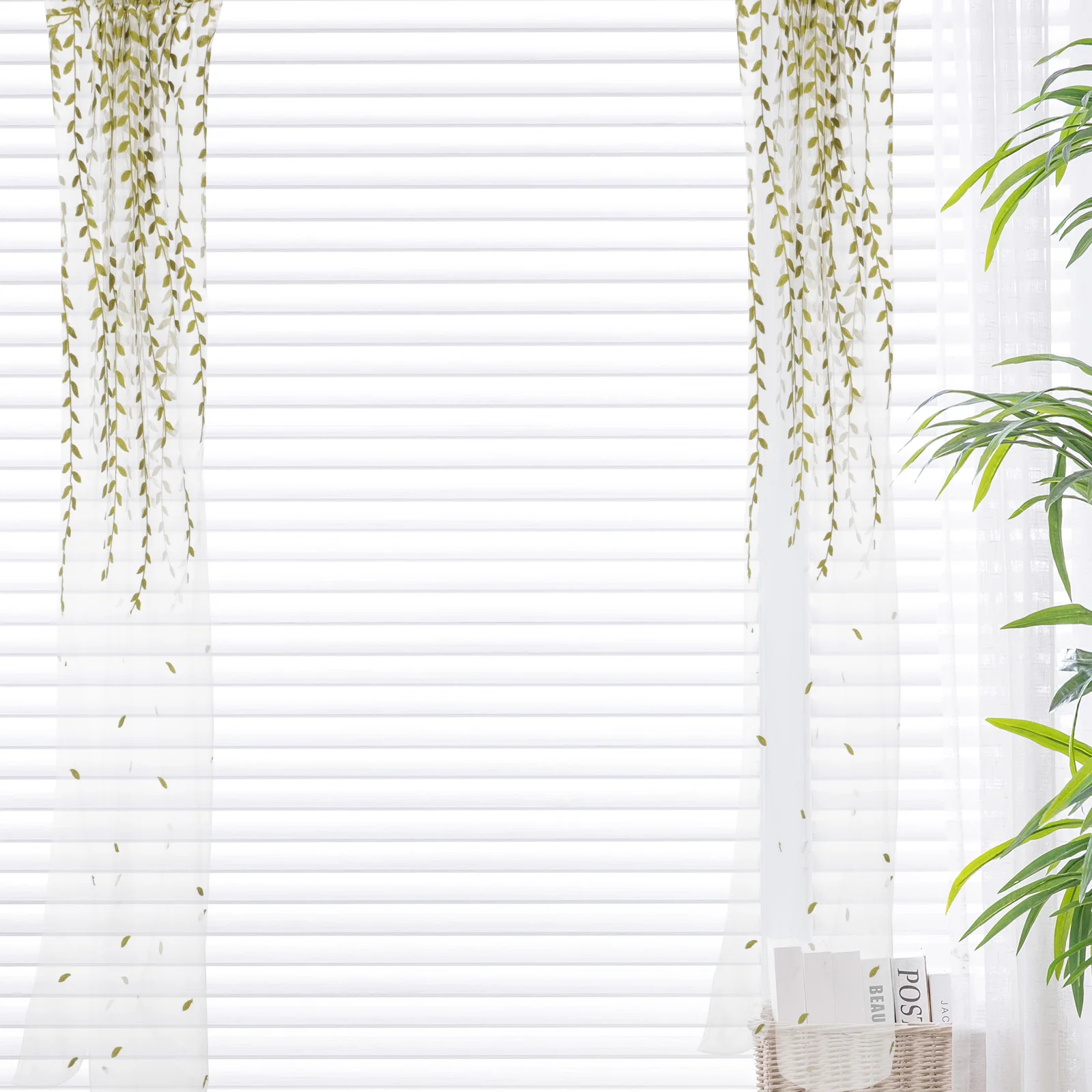 

Embroidered Curtains Voile Sheer Transparent Tulle Window Screen Privacy Home Decor Kitchen Bedroom Living Room