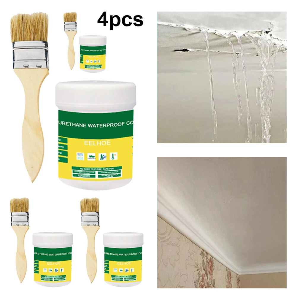 30/100/300g Transparent Waterproof Agent Waterproof Coat Mighty Paste Polyurethane with Brush Invisible Paste Sealant for Home