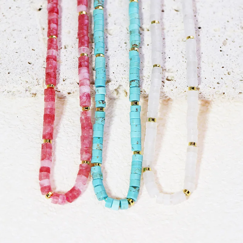 

Natural Turquoise Tigereye Amethyst Jade Choker Bohemia Necklace For Women Jewelry Party Birthday Gift Wholesale