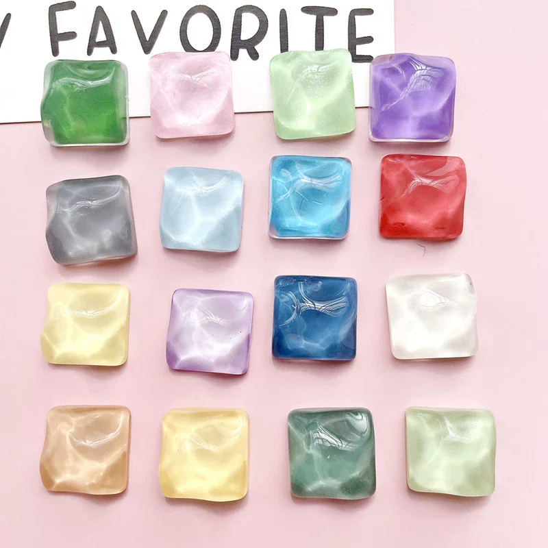 20Pcs 16mm Square Water Ripples Resin Patch Clothing Phone Materials Earrings Necklace Jewelry Accessories DIY Craft Supplies