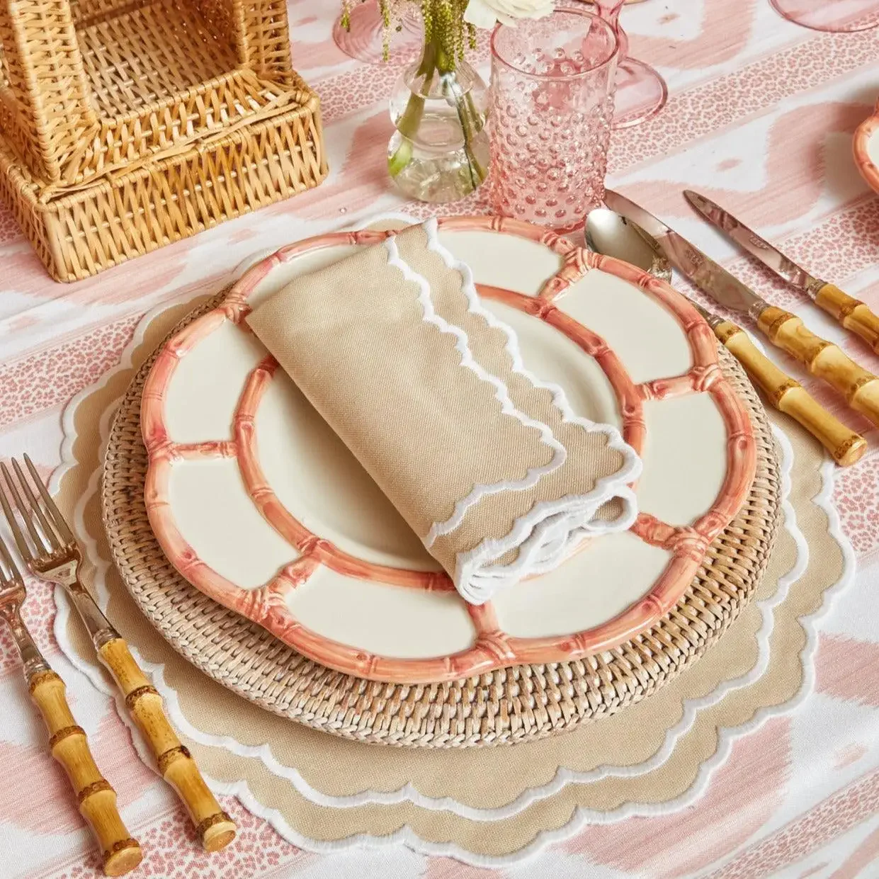 Set of 8 Cotton Sand Placemats Napkins