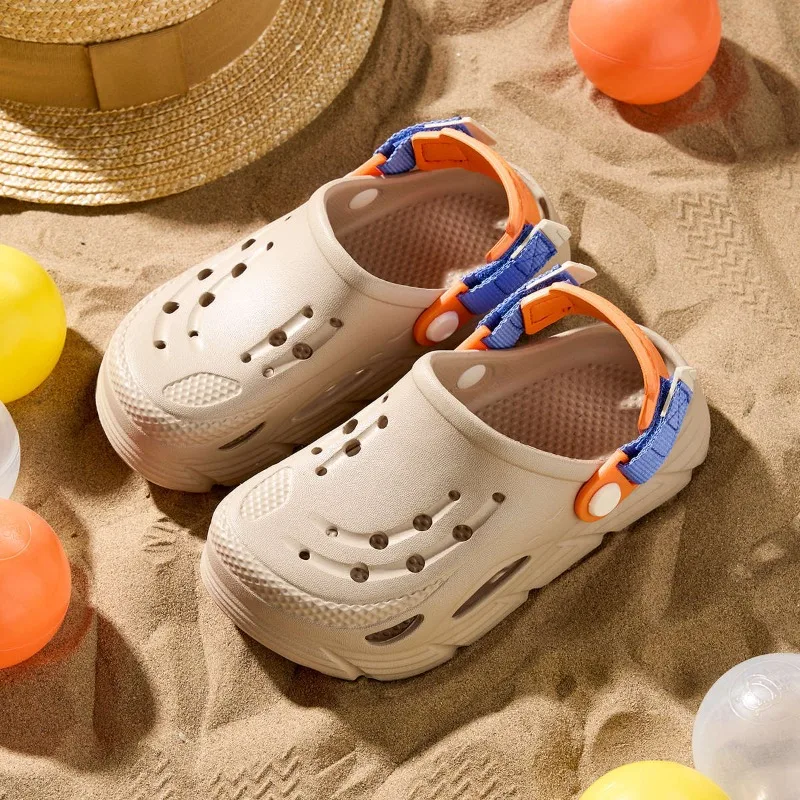 

Веселые детские летние сандалии, две сандалии для девочек и мальчиков, домашние уличные тапочки, регулируемые детские нескользящие мягкие подошвы, вентилируемые Crocs