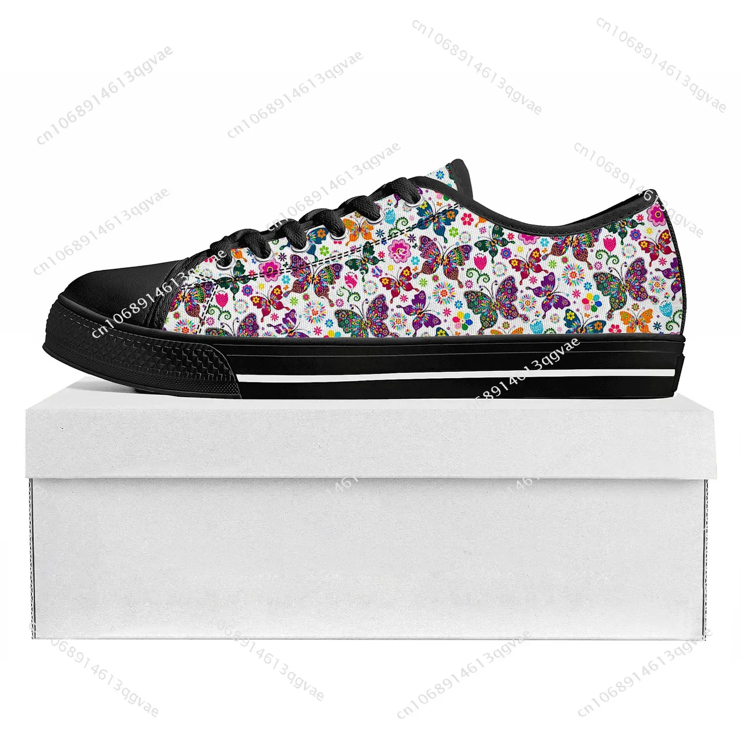 Butterfly Prints Low Top High Quality Sneakers Mens Womens Teenager Tailor-made Shoe Canvas Sneaker Casual Couple Shoes Black