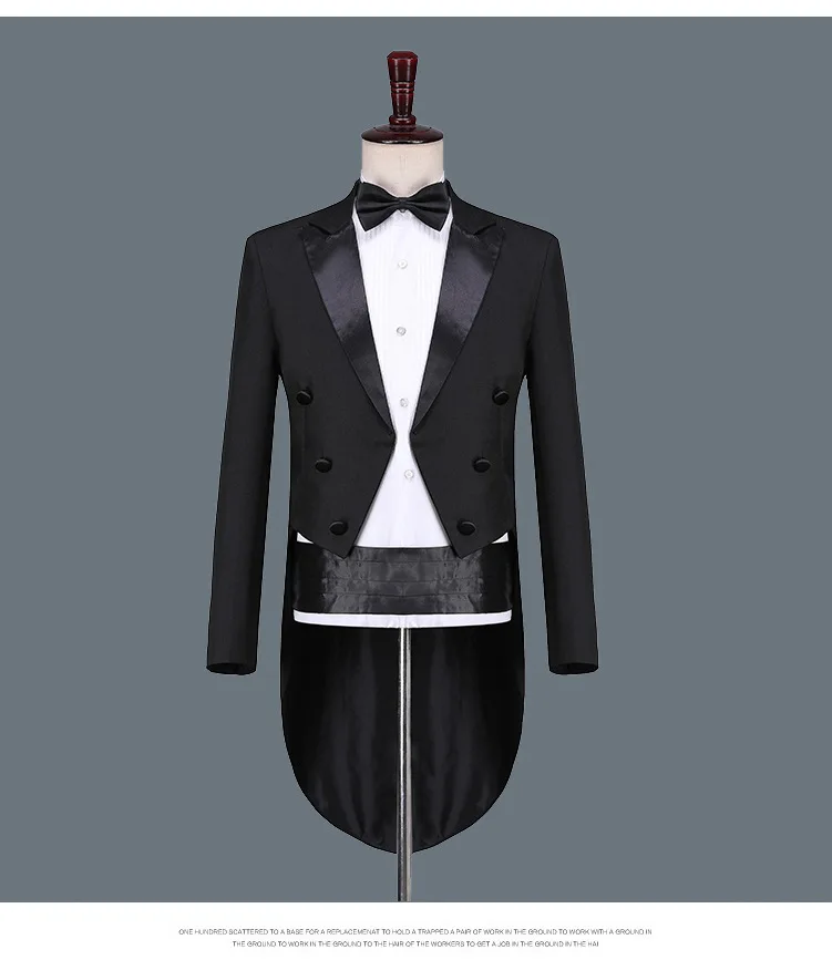 104  Fashion Temperament Suit Dance Black and White Performance Clothes Men's Formal Dress Tuxedo Dress Performance Clothes