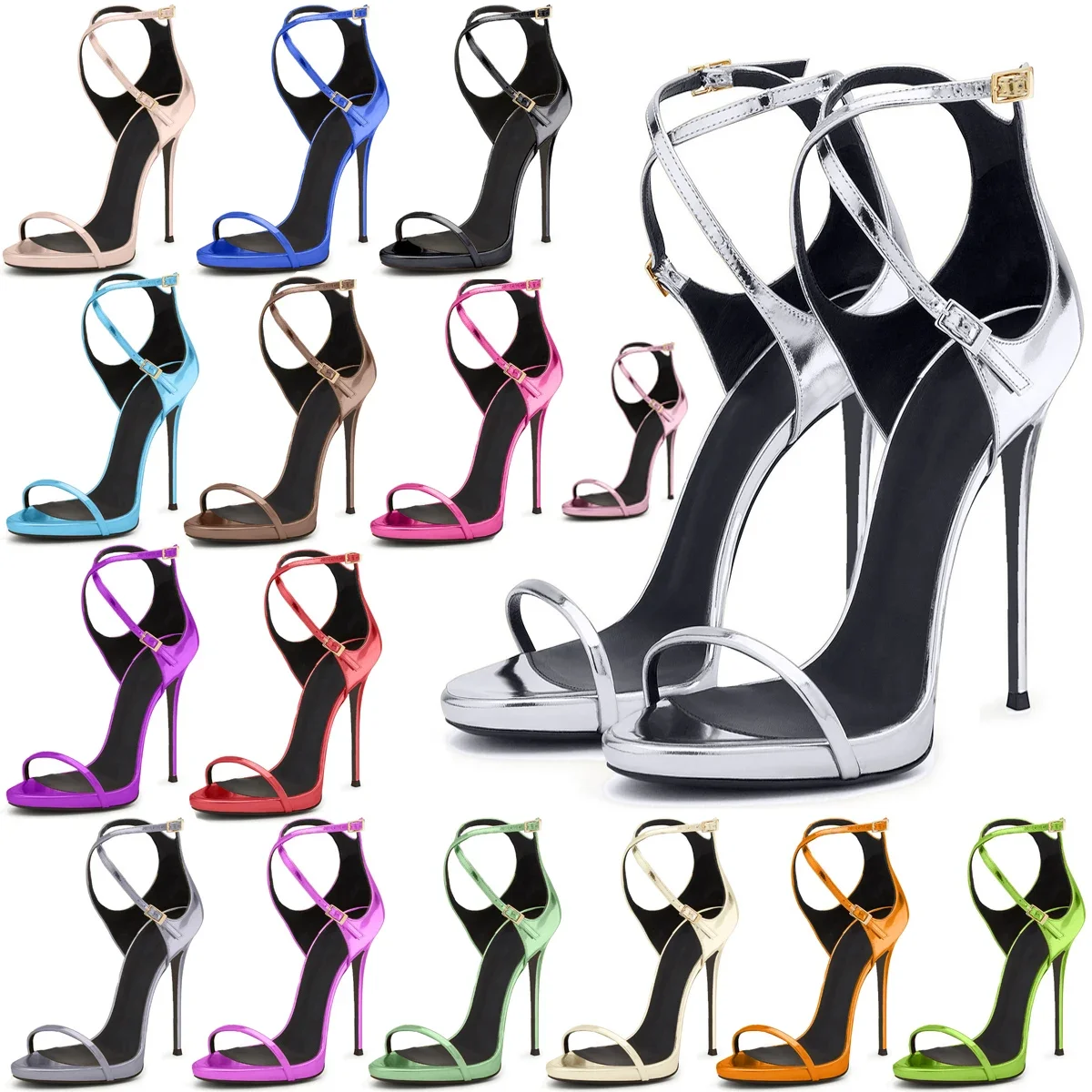 

【Measure your feet length before order】Women Stiletto High Heel Cross Strap Sandal Sexy Evening Party Shoes Lady Sandals C-SL-4