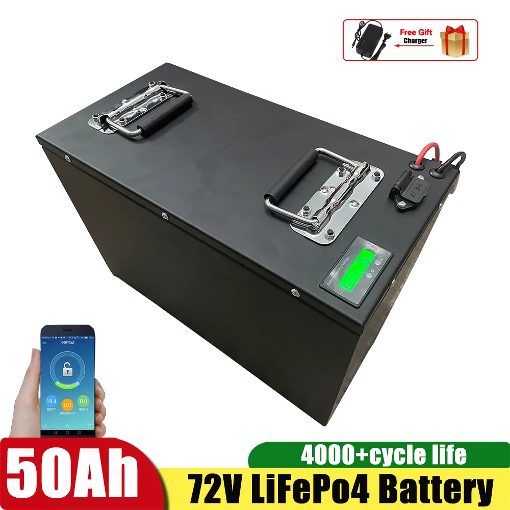 

5000W 72 Volt Lifepo4 Battery Pack 72V 50Ah 60Ah Lithium Ion Battery Motorcycle Battery Pack+ 10A Charger