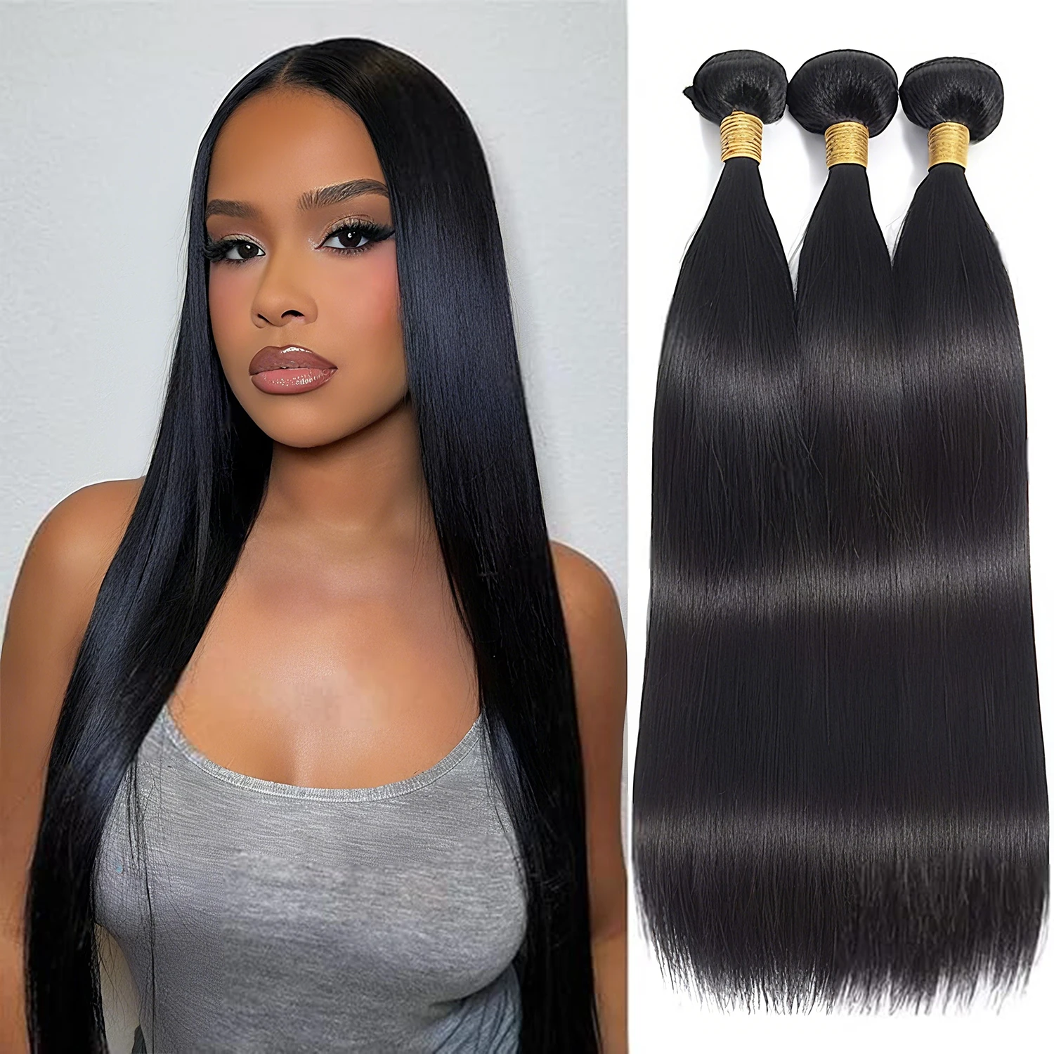 

Прямые пучки человеческих волос 12А Бразильские прямые 100% бразильские волосы Remy 3 пучка 20 22 24 дюйма Натуральный цвет для женщин и девочек