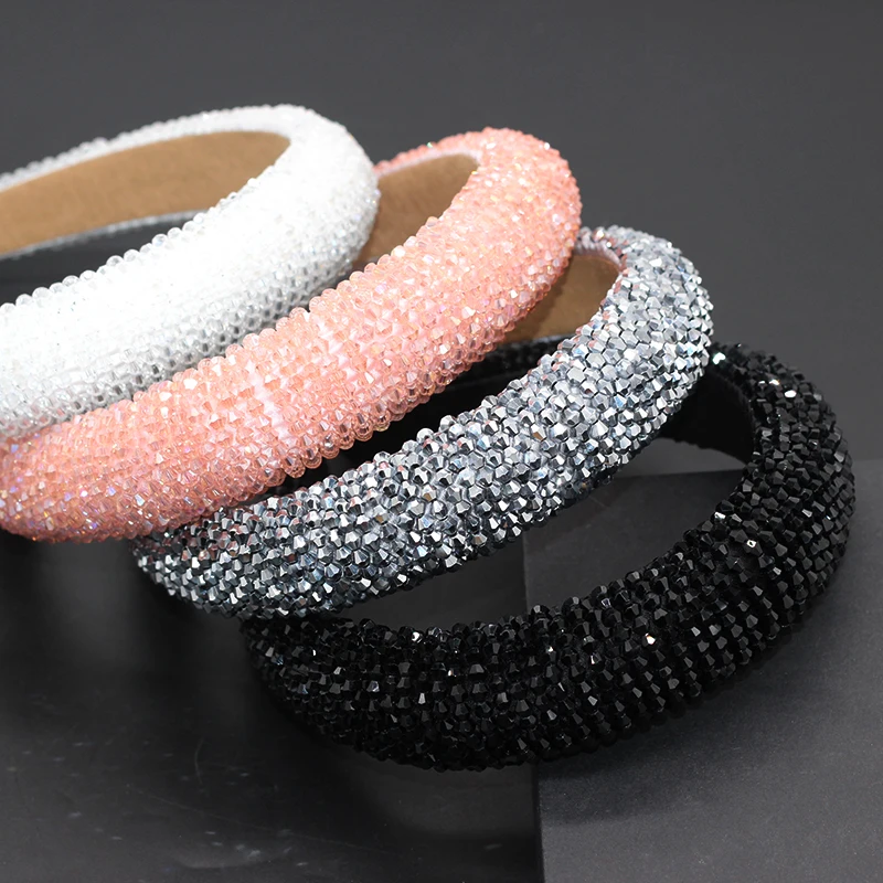 Fashion Bright Bejeweled Padded Headbands Rhinestones Crystal Hairbands for Women Party Sparkly Girl Wide Headbands708