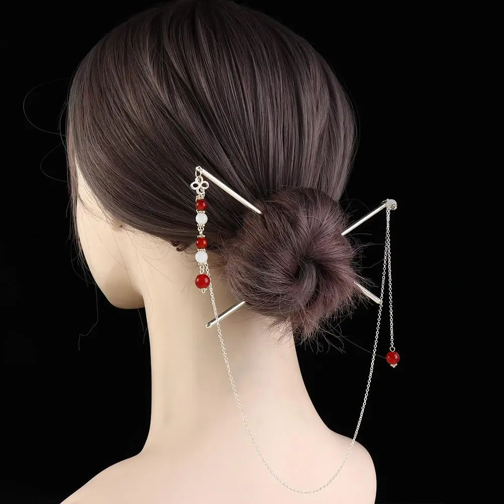 

Headwear For Women Hair Clip For Men Flower Pearls Hair Fork Double Tassel Hair Stick Chinese Style Hairpins Hair Accessories