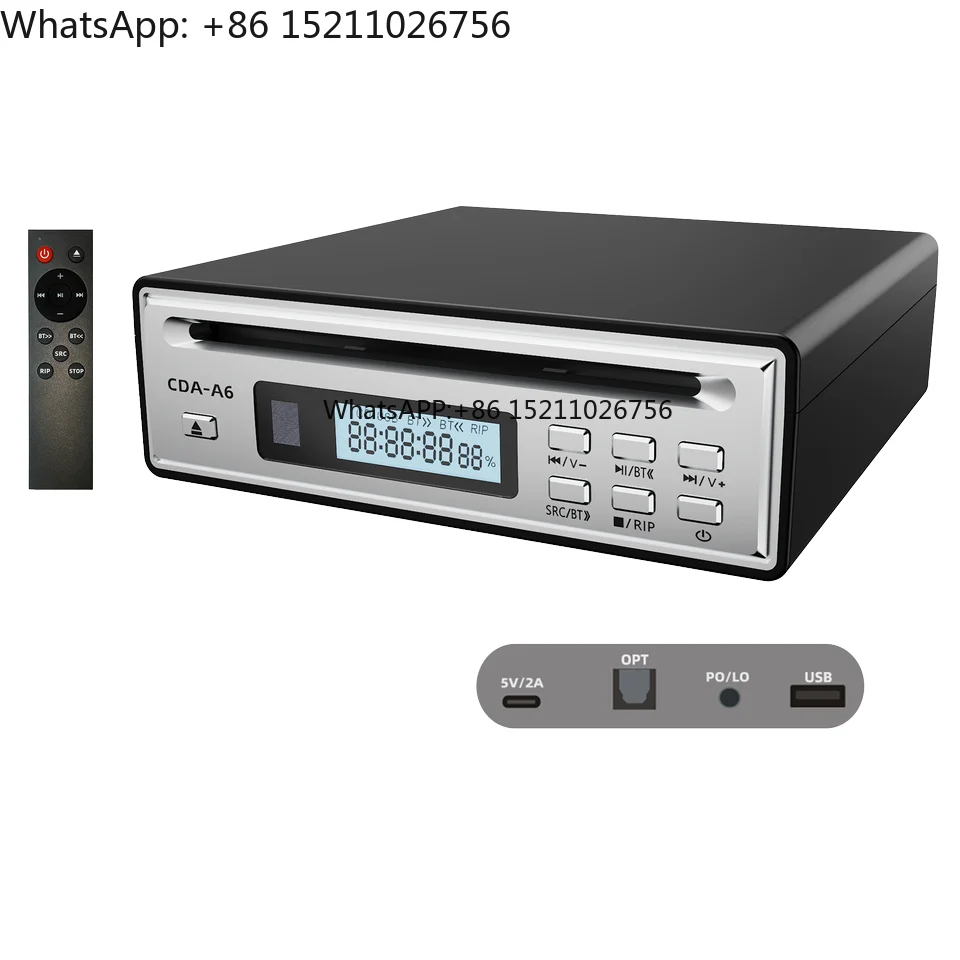 Hi-Fi CD Ripper W/One-Touch WAV Ripping, Bidirectional Bluetooth CD Player, USB Playback, Optical&AUX Output, W/Remote Control