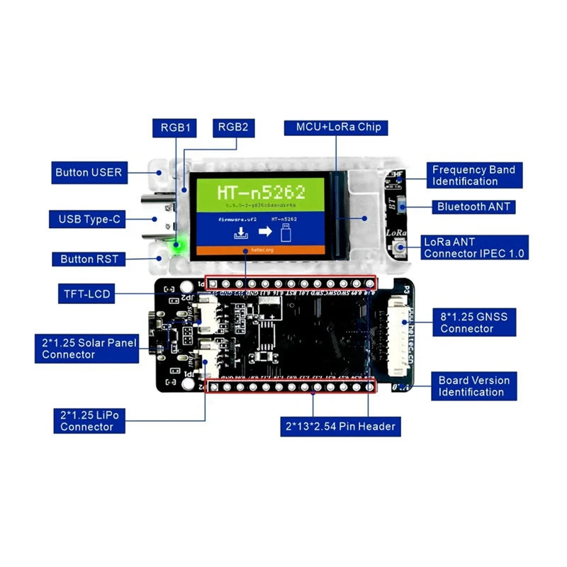 

Местластичный трекер Node T114 Nordic NRF52840 SX1262 LoRaWAN для позиционирования приборной панели TFT-дисплей BLE WiFi, B-A23U