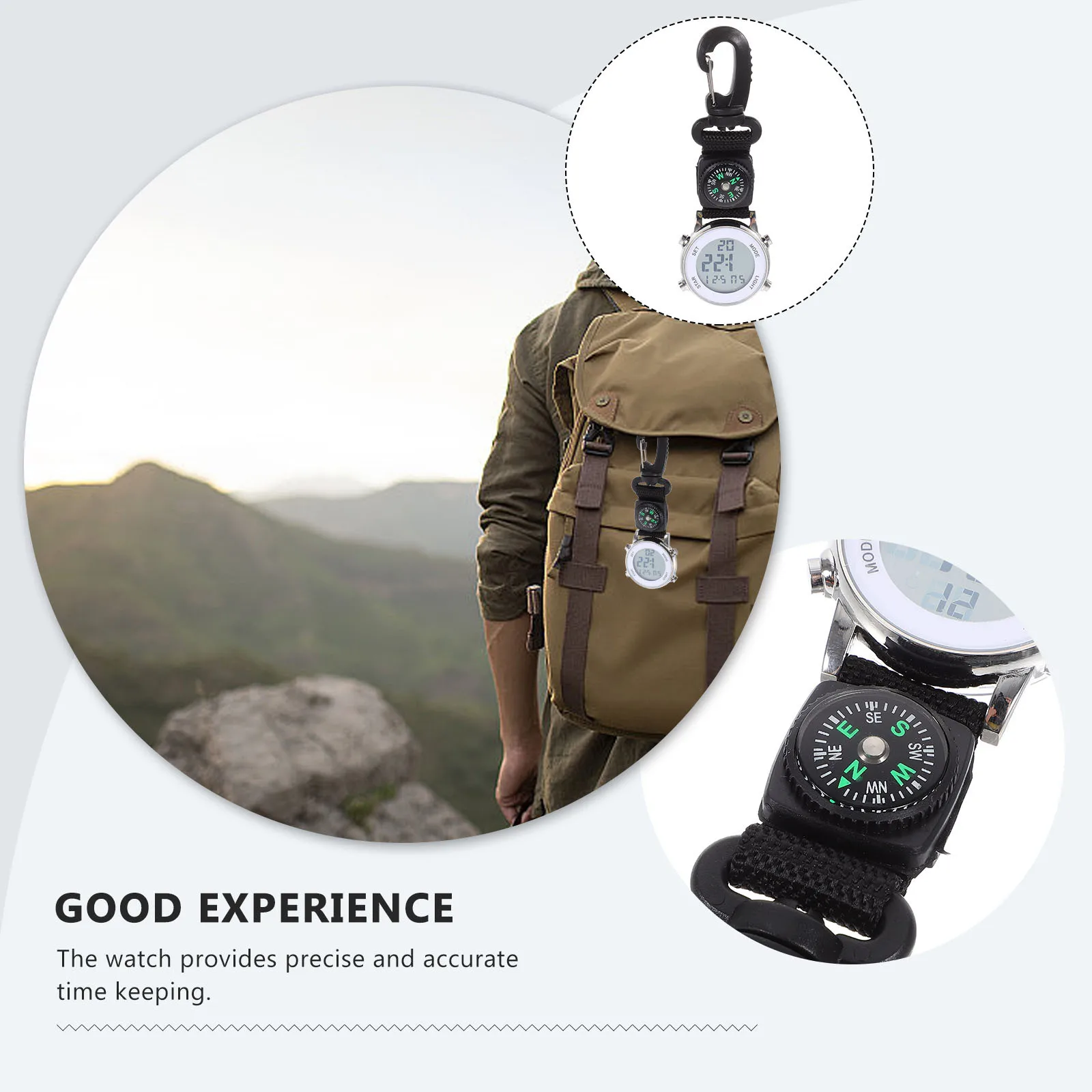 

Electronic Pocket Watch Nylon Strap Clip Design Accurate Timekeeping For Outdoor Travel Hiking Camping Backpacking