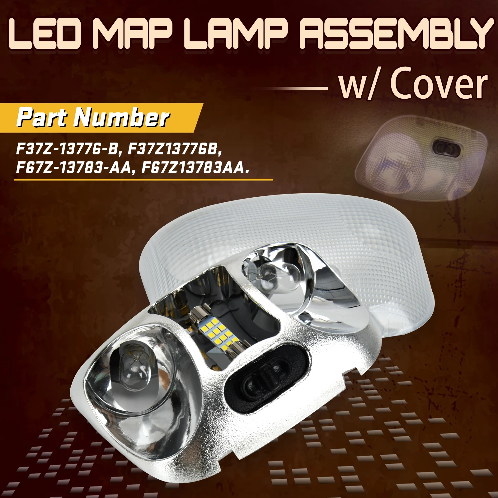 F37Z-13776-B Interior Roof LED Map Lamp Assembly with Cover Fit For Ford Ranger XL XLT STX Splash Edge 93-04 F67Z-13783-AA view 2