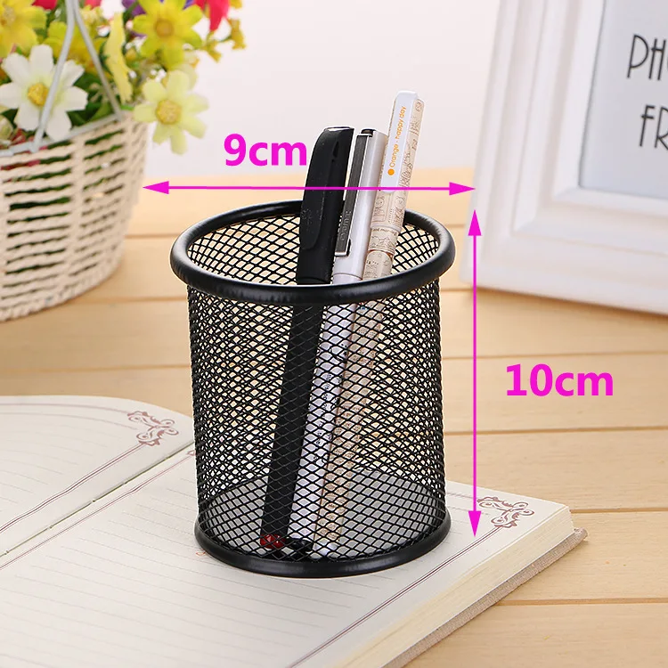 Mesh Style Metal Pen Holders, Lápis Régua, Desk Organizer, Black Storage, Acessórios de escritório, 1Pc