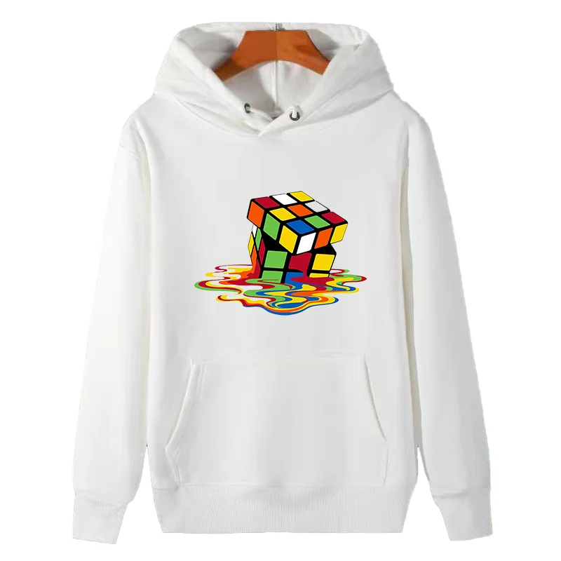 Melting Rubik`s Cube Game Classic graphic Hooded sweatshirts cotton thick sweater hoodie winter fleece hoodie Men\'s sportswear