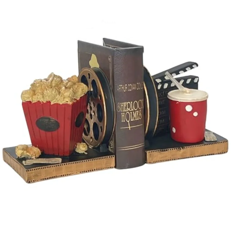 

26300 Hollywood Bookends Vintage Movie Reel Book Ends Directors Artist Gift Theater Ticket Popcorn Soft Drink Design Art Decor