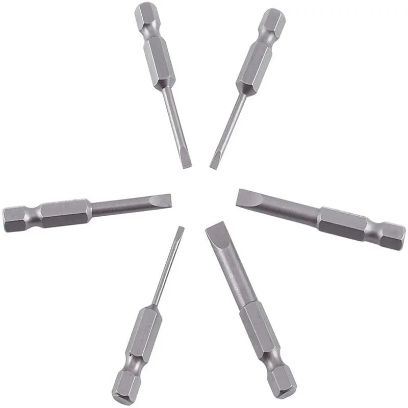 6Pcs Slotted Screwdrivers Bits 1/4\