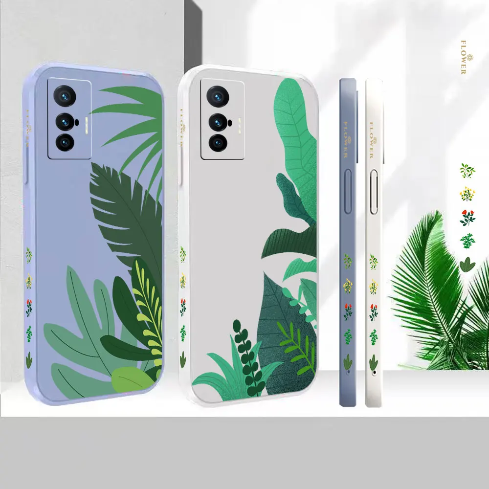 

Liquid Case For VIVO X90 X80 X70 X70T X60 X60T X50 X30 X27 X21S X21I X21IA Cover Abstract Originality Plants Leaf Fundas Cqoues