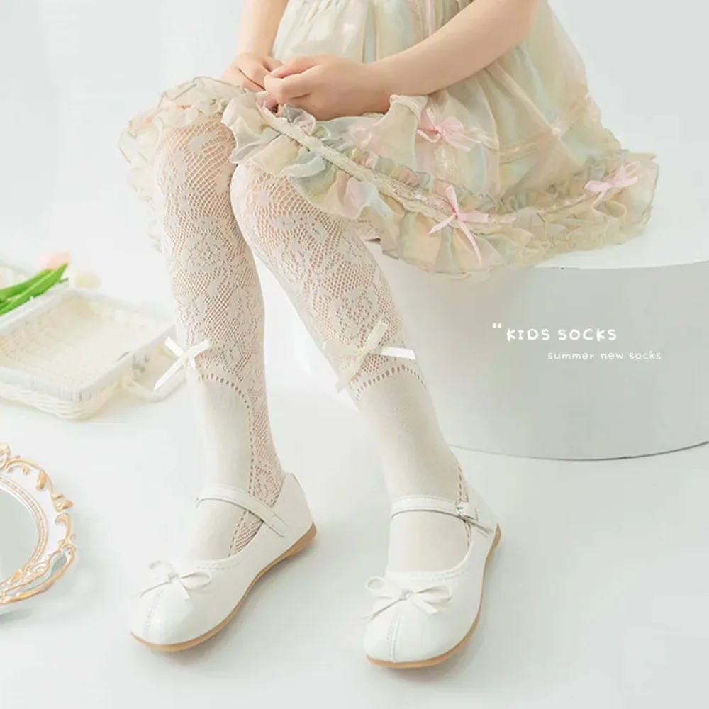 Summer Mesh Floral Lace White Breathable Ballet Tights Socks for Girls Princess Skirt Leggings Kids Dance Stockings Clothing