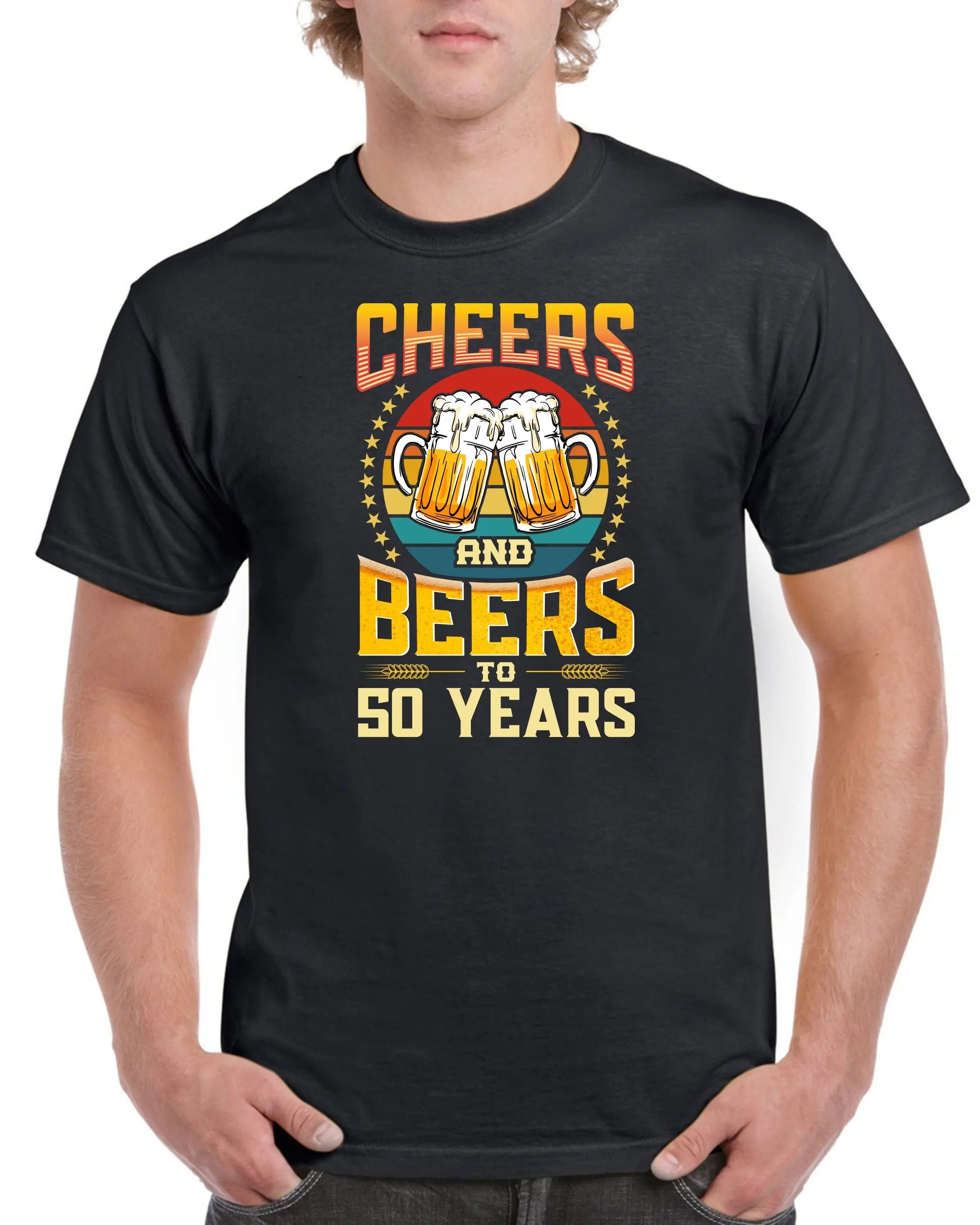 Mens 50th Birthday s Fifty Cheers Beers To 50 Years Funny Old T Shirt