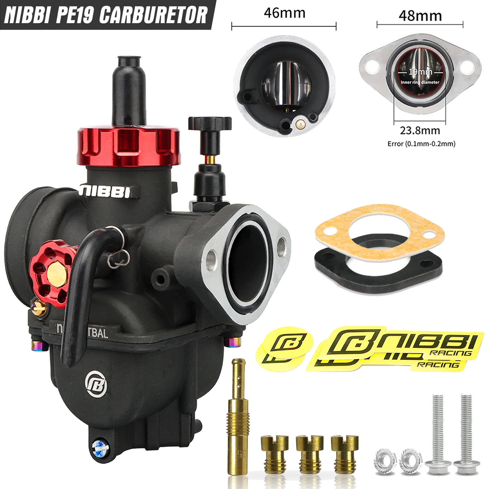 NIBBI PE19mm/PE22mm/PE24mm/PE26mm/PE28mm フランジキャブレター 