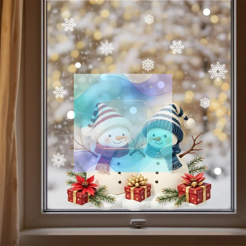 Christmas Snowman Window Cling Decal Easy to Peel No Residue Winter Xmas Decor for Home Office Cafe Window Decoration